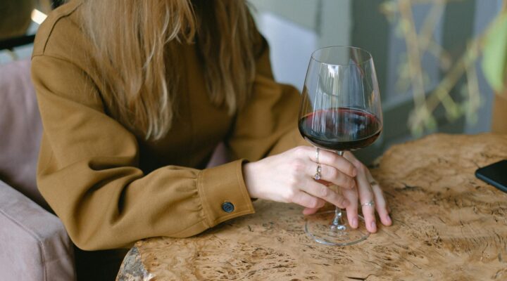 woman drinking glass of wine